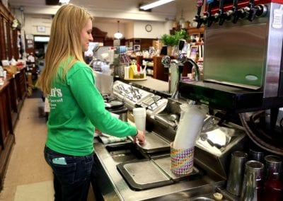 A server at Guerin's Pharmacy's soda fountain in Summerville, SC